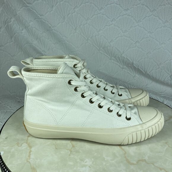 J. Crew Classic High Top Sneakers Women Sz 6 Ivory Canvas Lace Up Comfort Shoes - Picture 1 of 13